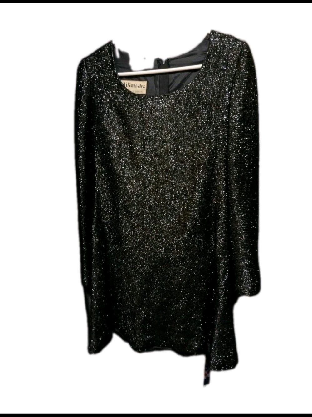 Vintage GoGo Groovy Black Lame Glitter Mini 60s Dress